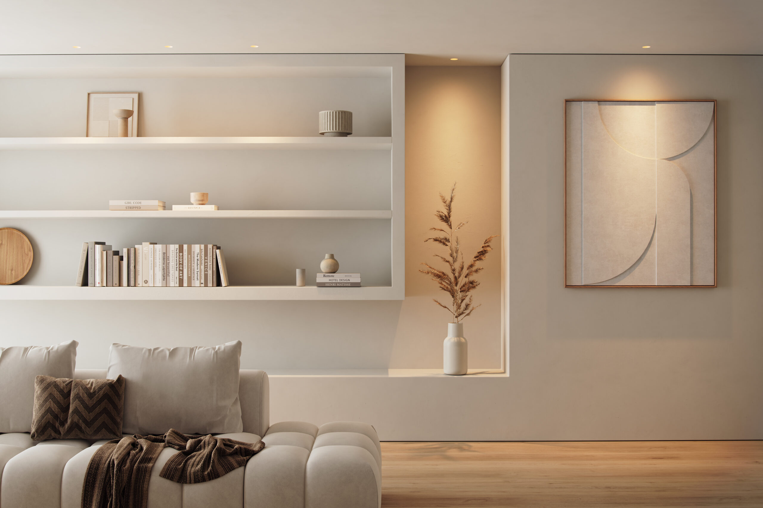 wohnzimmer mit warmen licht